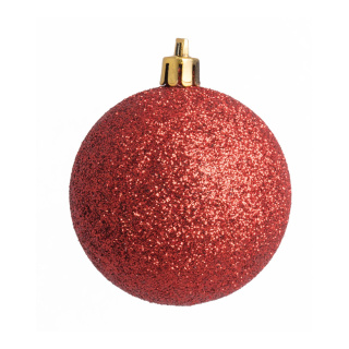 Weihnachtskugel mit festem Glitter, aus Kunststoff     Groesse: Ø 14cm    Farbe: rot