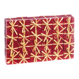 Paquet cadeaux 24pcs./blister plastique Color: rouge Size: Päckchen 4x4cm