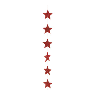 Guirlande d´étoiles en sisal 6-fois sisal Color: rouge Size:  X 150cm