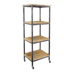 Wooden shelf on rolls with 4 shelves - Material:  -...