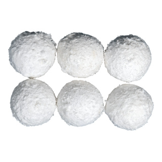 Snowball x6 styrofoam - Material:  - Color: white glittering - Size: Ø 6cm