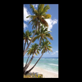 Motivdruck "Palmen am Strand" aus Stoff   Info: SCHWER ENTFLAMMBAR