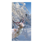 Banner "Deer in snow landscape" paper -...