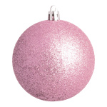 Christmas balls antique pink glitter 12 pcs./blister -...
