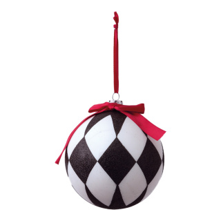 Boule de Noël motif losange sous blister Color: noir/blanc, Size: Ø8cm