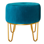 Tabouret velours 4-pieds  Color: turquoise/or Size:...