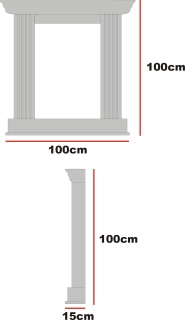 Kamin 100x100cm,10cm tief, weiß, Styropor, ertig aufgebaut verpackt