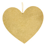 Heart with hanger ouf of wood, flat, with glitter,...