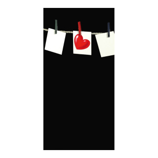 Motif imprimé "Coeur à la laisse" papier  Color: noir/blanc/rouge Size: 180x90cm