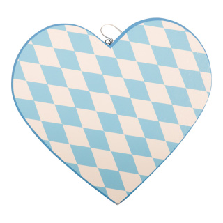 Herz Oktoberfest aus Styropor, doppelseitig, mit Aufhängeöse     Groesse: 33x30x4cm    Farbe: blau/weiß