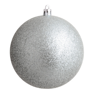 Weihnachtskugel mit festem Glitter, aus Kunststoff     Groesse: Ø 14cm    Farbe: silber