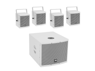 OMNITRONIC Set MOLLY-12A Subwoofer active + 4x MOLLY-6 Top 8 ohms, white