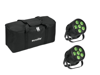 EUROLITE Set 2x LED Silent Par 6 QCL floor bk + Soft Bag