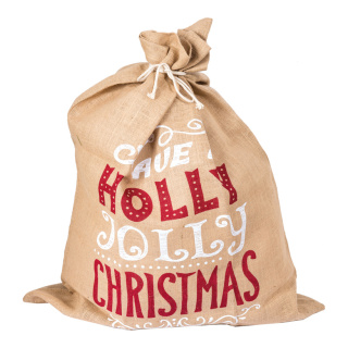 Jutesack bedruckt, »Holly Jolly Christmas«     Groesse: 80x100cm    Farbe: naturfarben