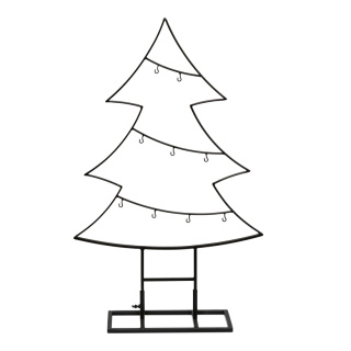 Tannenbaum aus Metall, Querstreben mit Aufhänge-Haken     Groesse: 70cm, Metallfuß 28x15x1cm    Farbe: schwarz