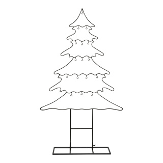 Tannenbaum aus Metall, Querstreben mit Aufhänge-Haken     Groesse: 120cm, Metallfuß 48x20x1cm    Farbe: schwarz