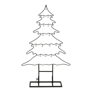 Tannenbaum aus Metall, Querstreben mit Aufhänge-Haken     Groesse: 70cm, Metallfuß 28x15x1cm    Farbe: schwarz