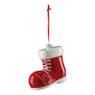 Weihnachtsstiefel-Hänger aus Kunststoff     Groesse: 10cm    Farbe: rot/weiß