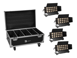 EUROLITE Set 4x LED CLS-18 QCL RGB/WW 18x7W + Flightcase mit Rollen