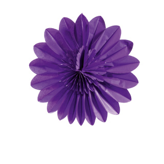 Blumenrosette aus Papier, faltbar, mit Hänger, selbstklebend     Groesse: 50cm    Farbe: violett