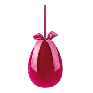 Osterei aus Styropor, beflockt, mit Hänger und Schleife     Groesse: 25cm    Farbe: fuchsia