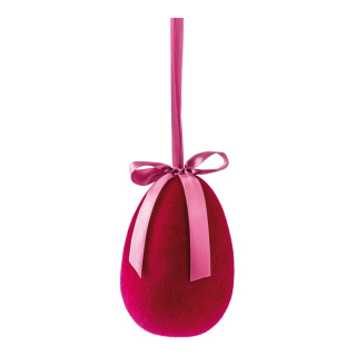 Osterei aus Styropor, beflockt, mit Hänger und Schleife     Groesse: 20cm    Farbe: fuchsia