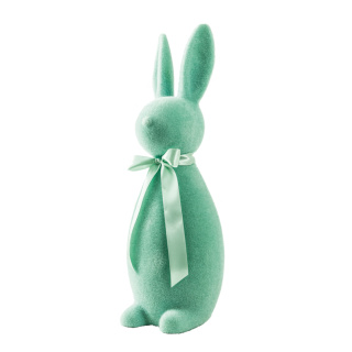 Hase aus Styropor, beflockt     Groesse: 69x23cm    Farbe: mint