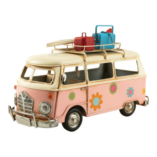 Bus aus Blech, mit Stranddeko     Groesse: 28x19x14cm    Farbe: pink