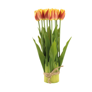 Tulpenbündel 12-fach, aus Kunststoff/Kunstseide     Groesse: 37cm, Ø 7,5cm    Farbe: gelb/orange