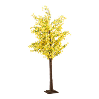 Forsythienbaum aus Kunststoff/Kunstseide/Holz     Groesse: 160cm, Holzfuß: 20x20x3cm    Farbe: gelb