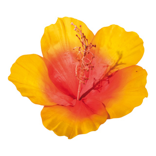 Hibiskusblüte aus Kunstseide     Groesse: 30cm, Stiel: 9cm    Farbe: orange/rot