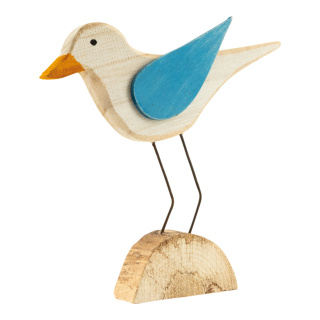 Möwe aus Holz, einseitig     Groesse: 25x24x3,5cm    Farbe: weiß/blau