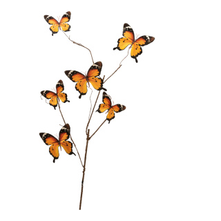 Schmetterling-Zweig aus Polyester/Kunststoff, biegsam     Groesse: 90cm    Farbe: orange/schwarz