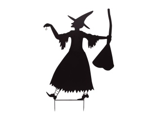 EUROPALMS Silhouette Metal Witch with Broom, 140cm