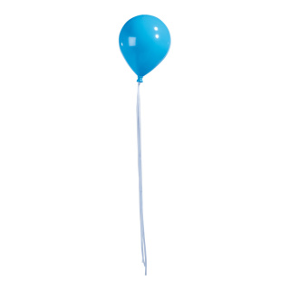 Ballon mit Hänger Kunststoff     Groesse: Ø 20cm, 25,5cm, mit Bänder: 100cm    Farbe: blau
