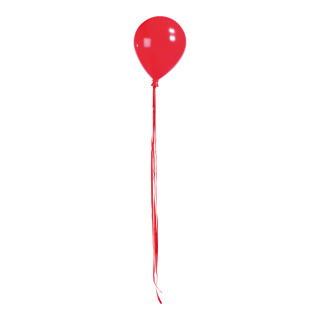 Ballon avec suspension plastique     Taille: Ø 15cm, 20cm, avec bandes: 84cm    Color: rouge