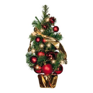 Tannenbaum geschmückt, mit 20 LED, warm/weiß, Stecker: 2,5A, 250V     Groesse: Ø 45cm    Farbe: rot/grün