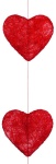 Heart garland 6-fold, flat, wire, sisal     Size: Ø 15cm, 180cm    Color: red